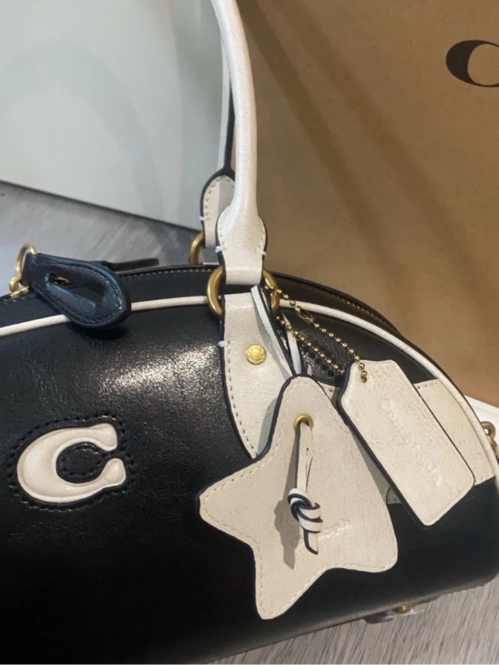 ✨ NWT Coachtopia Bowler Bag – Black & White Colorblock (Authentic) ✨